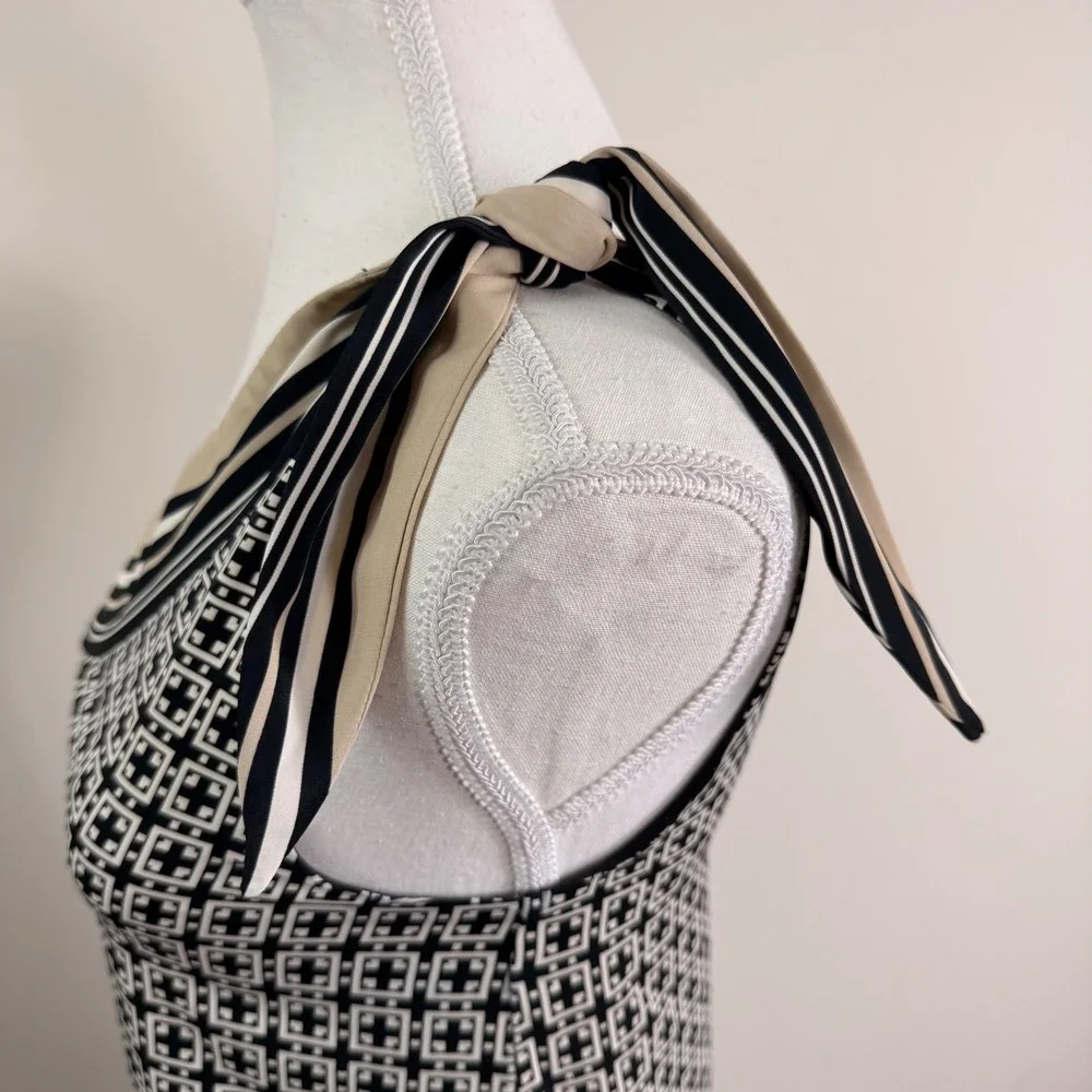Abercrombie Fitch Geometric One Shoulder Maxi Dress Tie Detail Lined Size XSP
